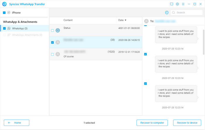 syncios whatsapp transfer